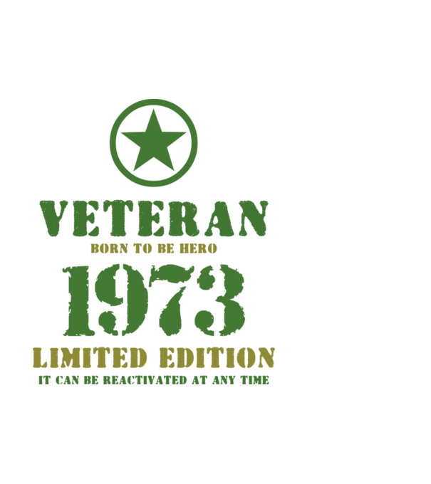 VETERAN, BORN TO BE HERO, SZÜLETÉSNAPI ÉVSZÁM FELIRATTAL 1973 minta fehér pólón