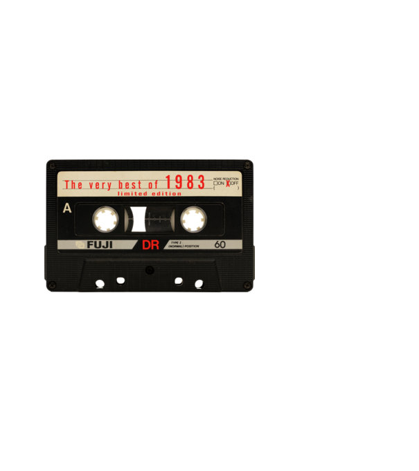retro audio kazetta, best of the year, születésnapi magnókazetta, 1983 minta fehér pólón