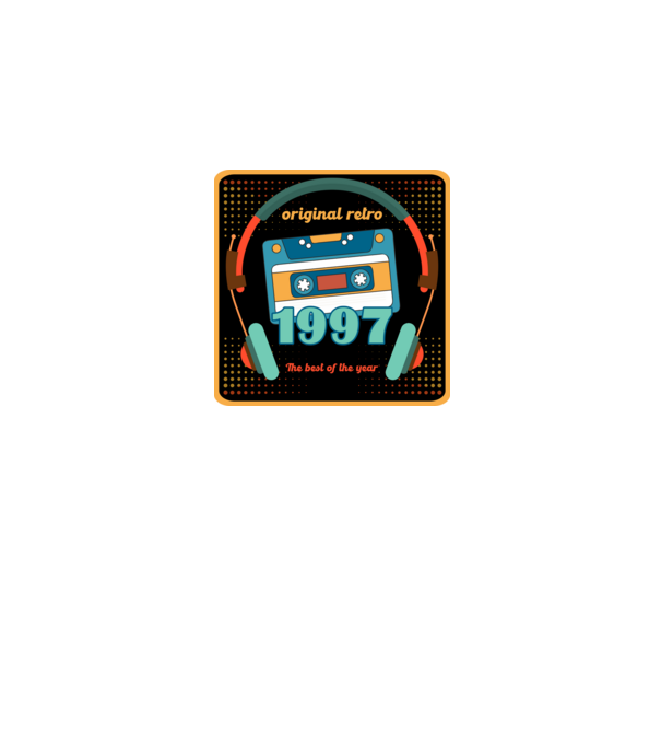 original retro audió kazetta, füles, régi magnókazetta évszámmal. 1997 minta fehér pólón