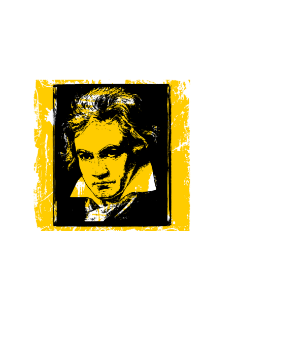 Beethoven arckép, grunge, graffiti, zenész minta fekete pólón
