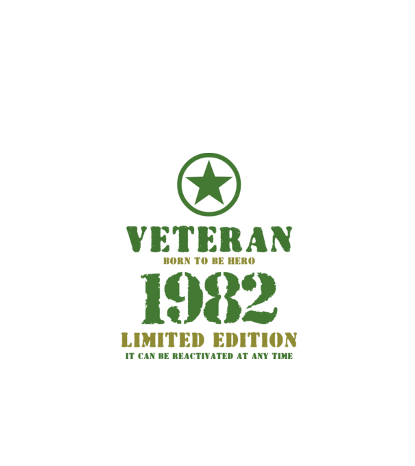 VETERAN, BORN TO BE HERO, SZÜLETÉSNAPI ÉVSZÁM FELIRATTAL 1982 minta fehér pólón