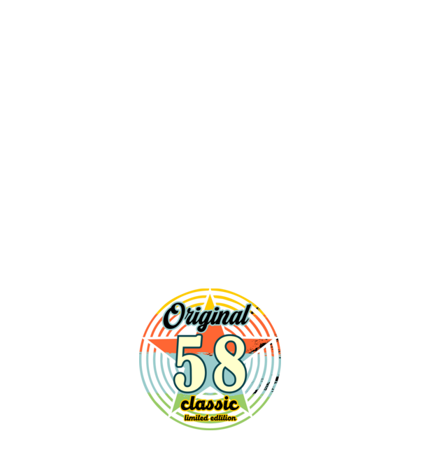 original classic, limited edition, születésnapi embléma, 58 éves minta fehér pólón