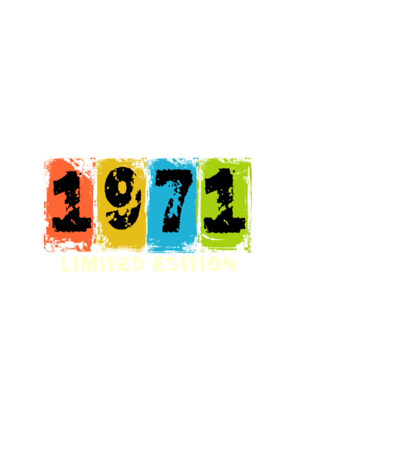 grunge évszám, limited edition felirattal, születésnapi dátum, 1971 minta fehér pólón