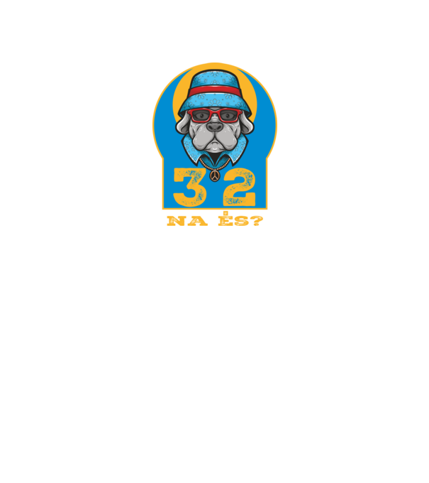 na és 32 éves születésnap, cool kutya sapkában minta fekete pólón
