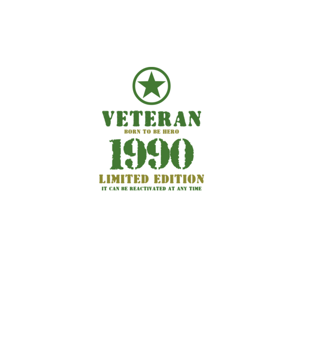 VETERAN, BORN TO BE HERO, SZÜLETÉSNAPI ÉVSZÁM FELIRATTAL 1990 minta fehér pólón