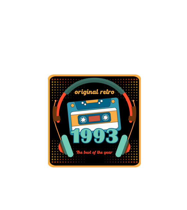 original retro audió kazetta, füles, régi magnókazetta évszámmal. 1993 minta fehér pólón