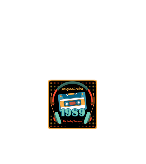 original retro audió kazetta, füles, régi magnókazetta évszámmal. 1989 minta fehér pólón