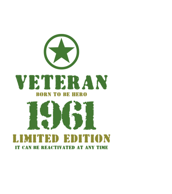 VETERAN, BORN TO BE HERO, SZÜLETÉSNAPI ÉVSZÁM FELIRATTAL 1961 minta fekete pólón