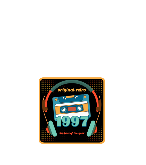 original retro audió kazetta, füles, régi magnókazetta évszámmal. 1997 minta fehér pólón