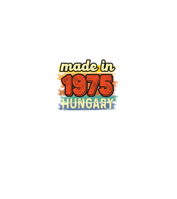 made in hungary felirat, retro évszám, grunge stílus, 1975 minta királykék pólón