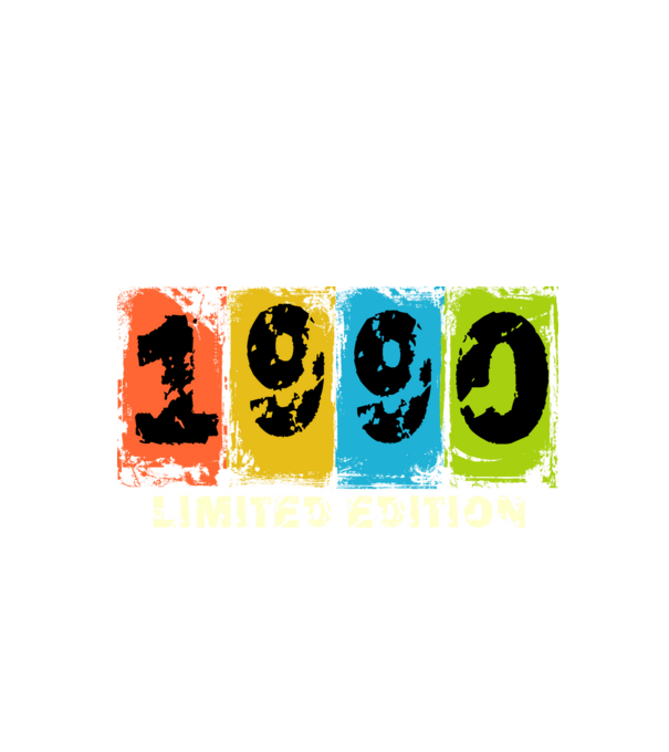 grunge évszám, limited edition felirattal, születésnapi dátum, 1990 minta fekete pólón