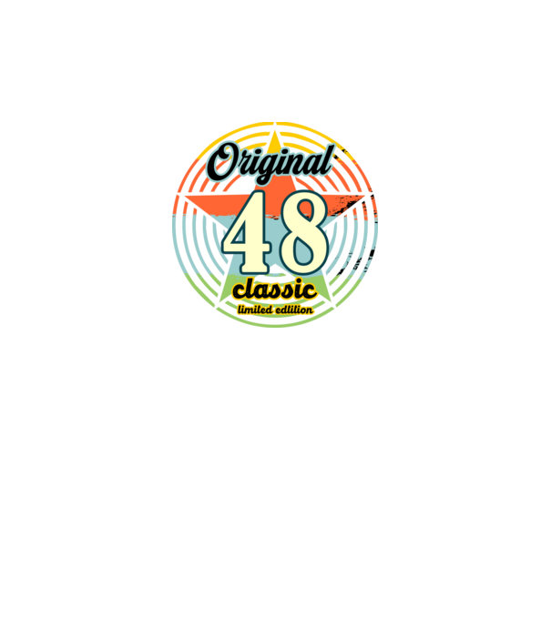 original classic, limited edition, születésnapi embléma, 48 éves minta fekete pólón