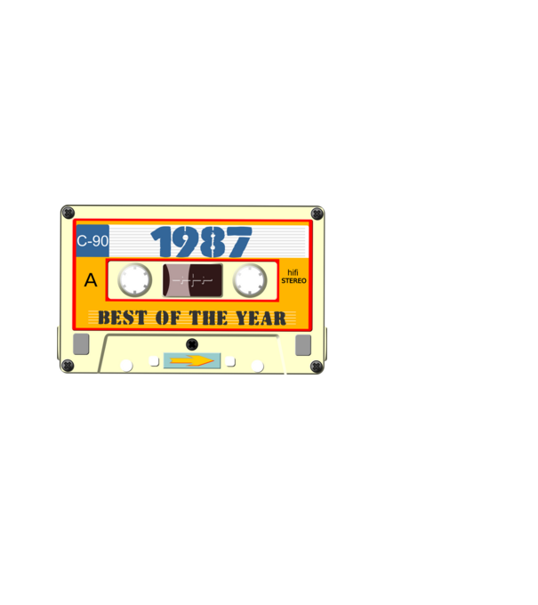 retro születésnapi audio kazetta, magnókazetta, best of the year 1987 minta fehér pólón