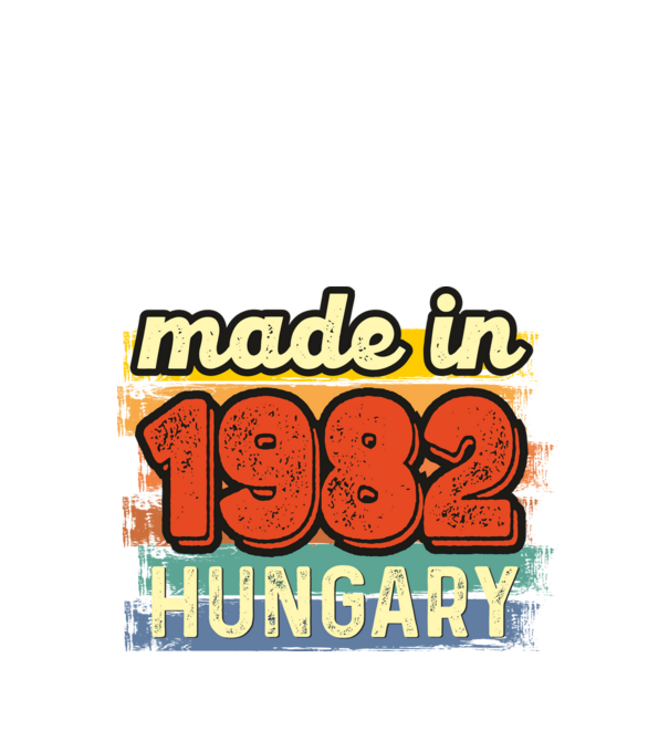 made in hungary felirat, retro évszám, grunge stílus, 1982 minta fekete pólón