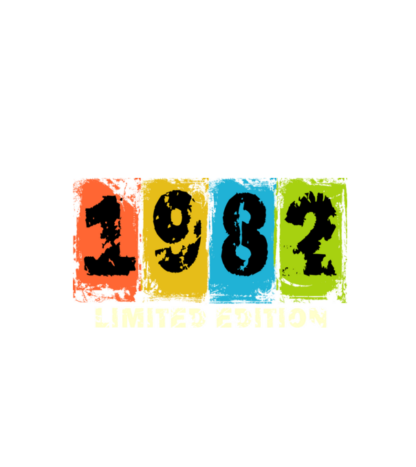 grunge évszám, limited edition felirattal, születésnapi dátum, 1982 minta fekete pólón