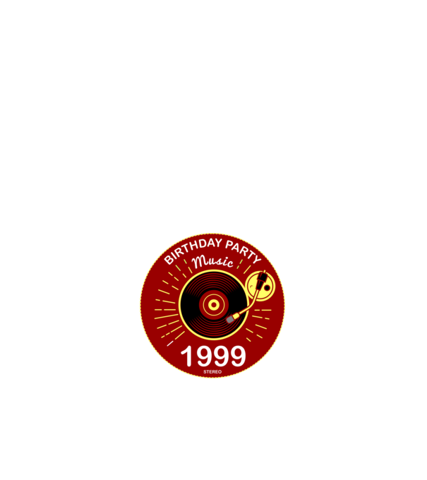 BIRTHDAY PARTY MUSIC, BAKELIT LEMEZJÁTSZÓ 1999 STEREO minta fehér pólón