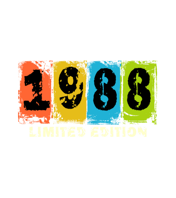 grunge évszám, limited edition felirattal, születésnapi dátum, 1988 minta fehér pólón