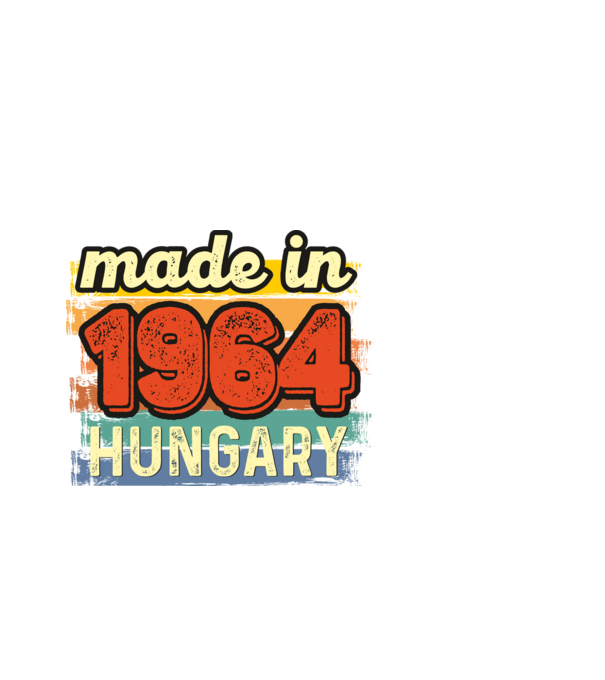 made in hungary felirat, retro évszám, grunge stílus, 1964 minta fekete pólón