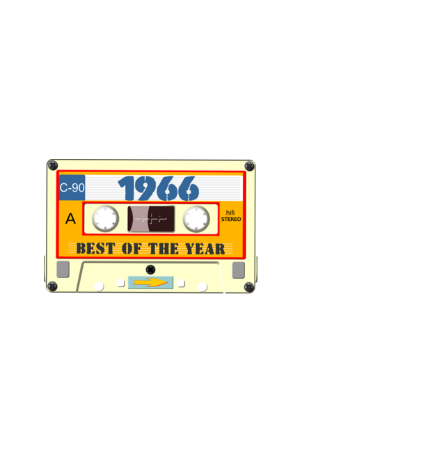 retro születésnapi audio kazetta, magnókazetta, best of the year 1966 minta fekete pólón