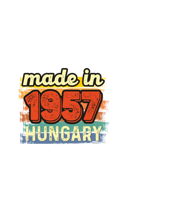made in hungary felirat, retro évszám, grunge stílus, 1957 minta fekete pólón