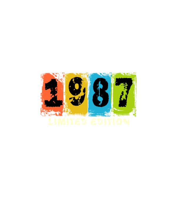 grunge évszám, limited edition felirattal, születésnapi dátum, 1987 minta fehér pólón