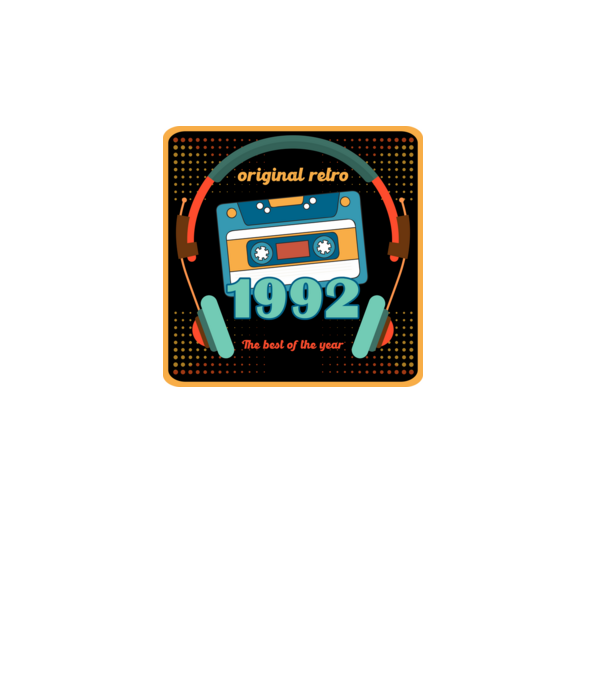 original retro audió kazetta, füles, régi magnókazetta évszámmal. 1992 minta fehér pólón