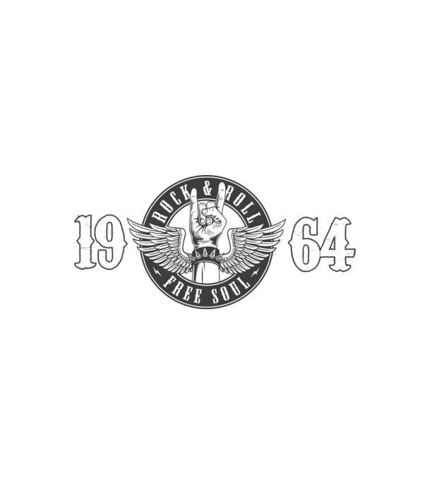 ROCK AND ROLL FREE SOUL ÉVSZÁM, ROCKER SZÜLETÉSNAP, 1964 minta fehér/piros pólón