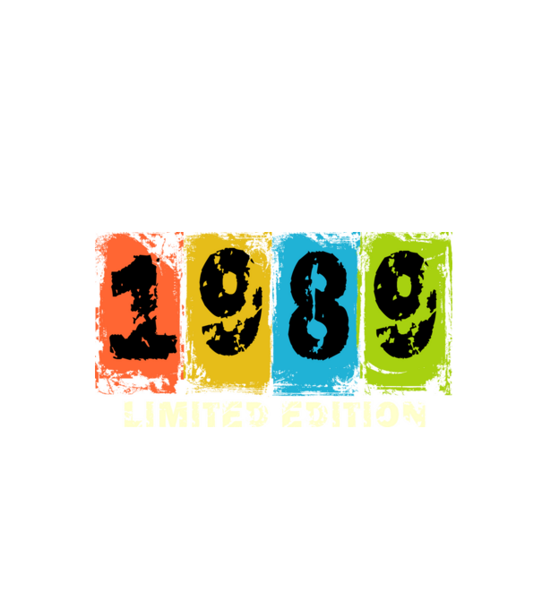 grunge évszám, limited edition felirattal, születésnapi dátum, 1989 minta fekete pólón