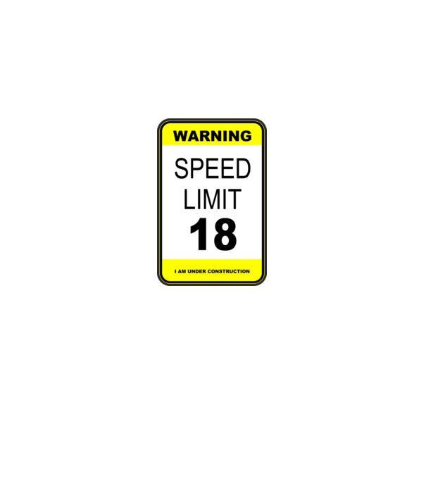 warning speed limit 18, under construction minta fekete pólón