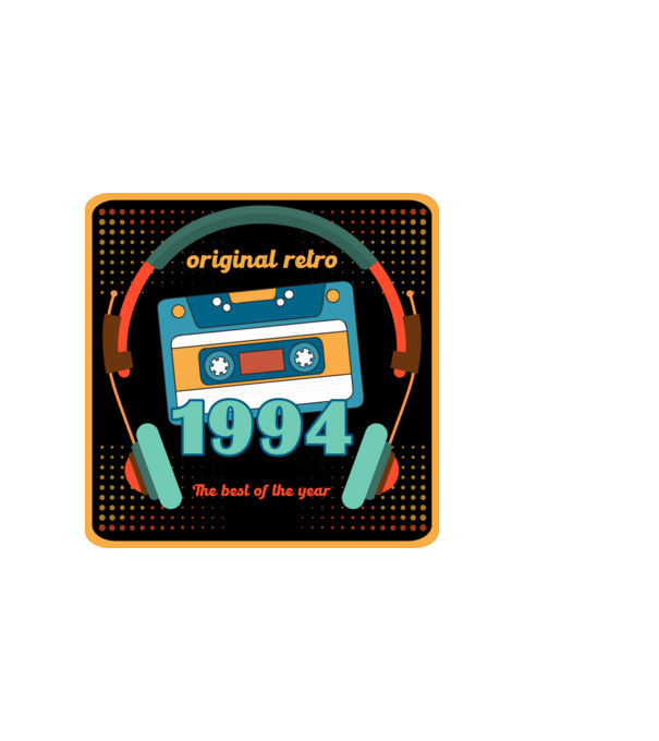 original retro audió kazetta, füles, régi magnókazetta évszámmal. 1994 minta fehér pólón