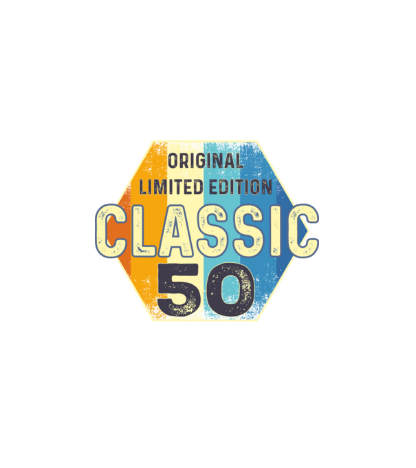 original classic limited edition embléma 50 éves születésnapra minta fehér pólón