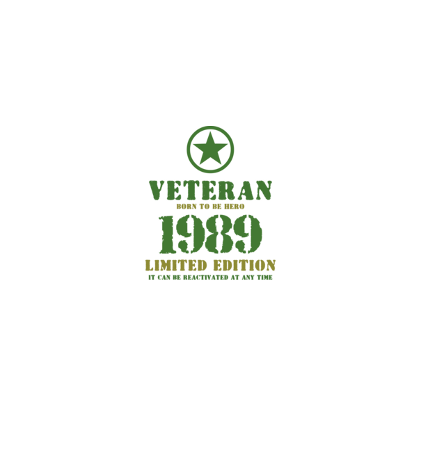 VETERAN, BORN TO BE HERO, SZÜLETÉSNAPI ÉVSZÁM FELIRATTAL 1989 minta fehér/piros pólón