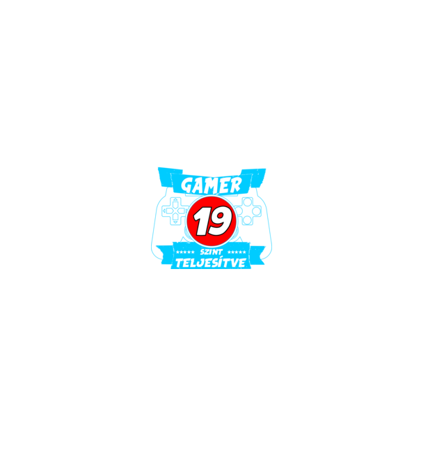 született gamer 19 éves szint teljesítve minta fekete pólón