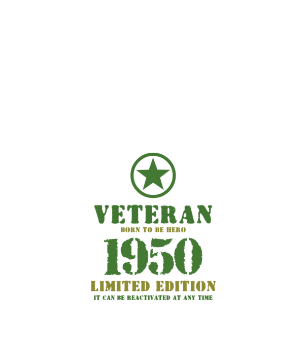 VETERAN, BORN TO BE HERO, SZÜLETÉSNAPI ÉVSZÁM FELIRATTAL 1950 minta fekete pólón