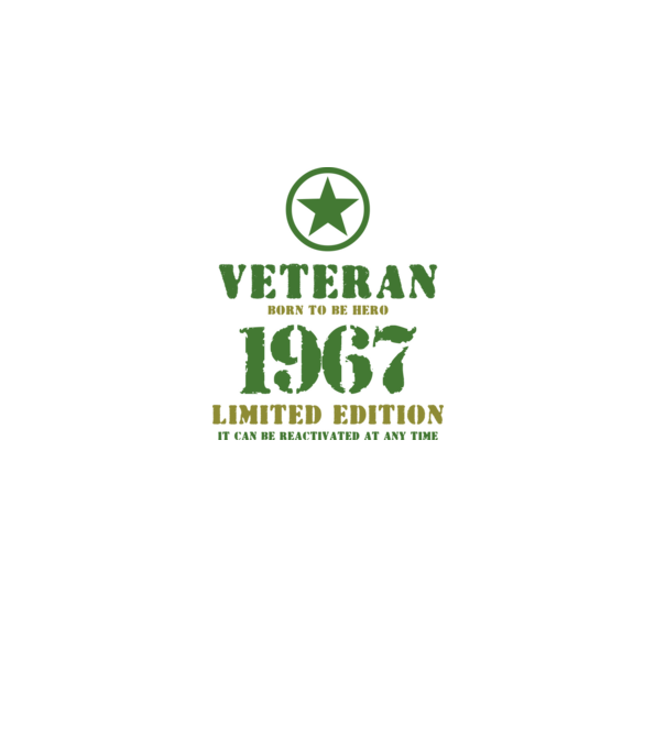 VETERAN, BORN TO BE HERO, SZÜLETÉSNAPI ÉVSZÁM FELIRATTAL 1967 minta fehér pólón