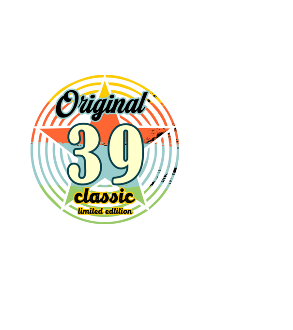 original classic, limited edition, születésnapi embléma, 39 éves minta fekete pólón