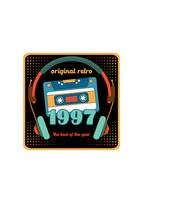 original retro audió kazetta, füles, régi magnókazetta évszámmal. 1997 minta fehér pólón