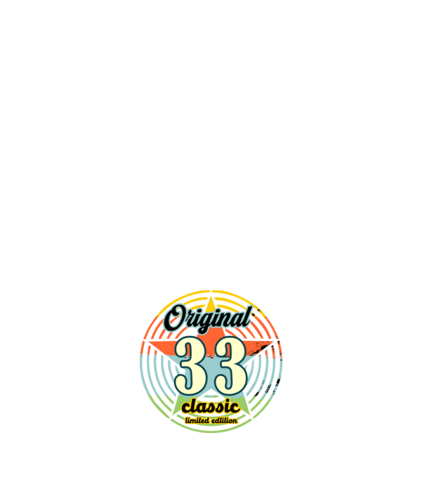 original classic, limited edition, születésnapi embléma, 33 éves minta sötétkék pólón