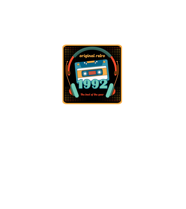 original retro audió kazetta, füles, régi magnókazetta évszámmal. 1992 minta fehér pólón