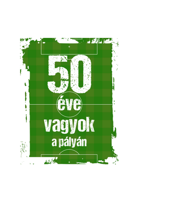 50 éve vagyok a pályán, focistás szülinap minta fekete pólón