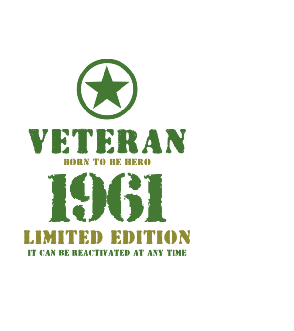 VETERAN, BORN TO BE HERO, SZÜLETÉSNAPI ÉVSZÁM FELIRATTAL 1961 minta fekete pólón