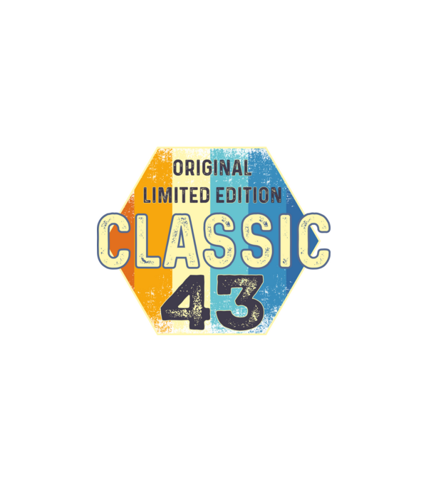 original classic limited edition embléma 43 éves születésnapra minta fekete pólón
