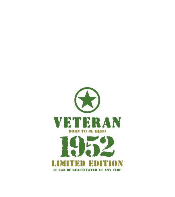 VETERAN, BORN TO BE HERO, SZÜLETÉSNAPI ÉVSZÁM FELIRATTAL 1952 minta fekete pólón