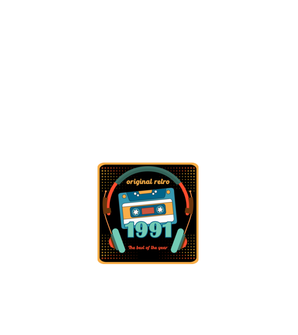 original retro audió kazetta, füles, régi magnókazetta évszámmal. 1991 minta fehér pólón
