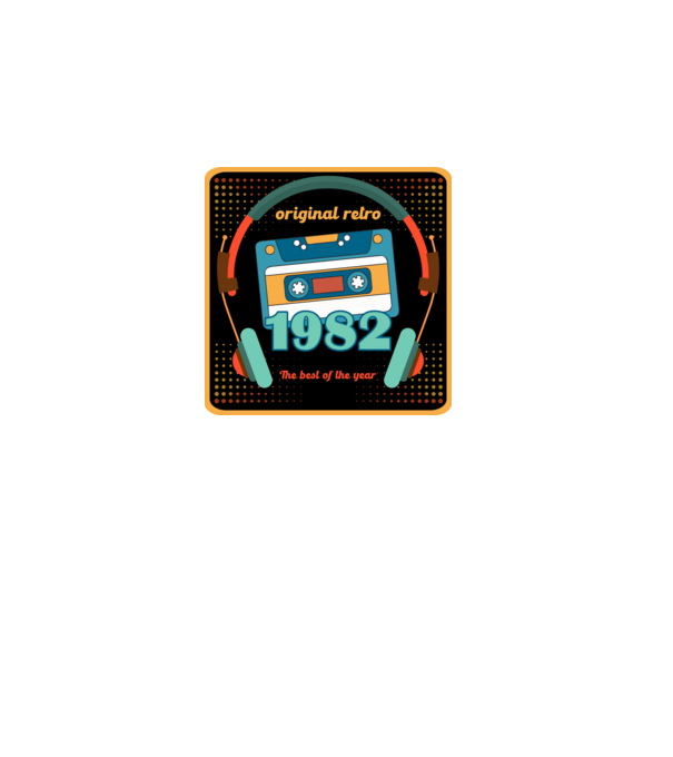 original retro audió kazetta, füles, régi magnókazetta évszámmal. 1982 minta fehér pólón