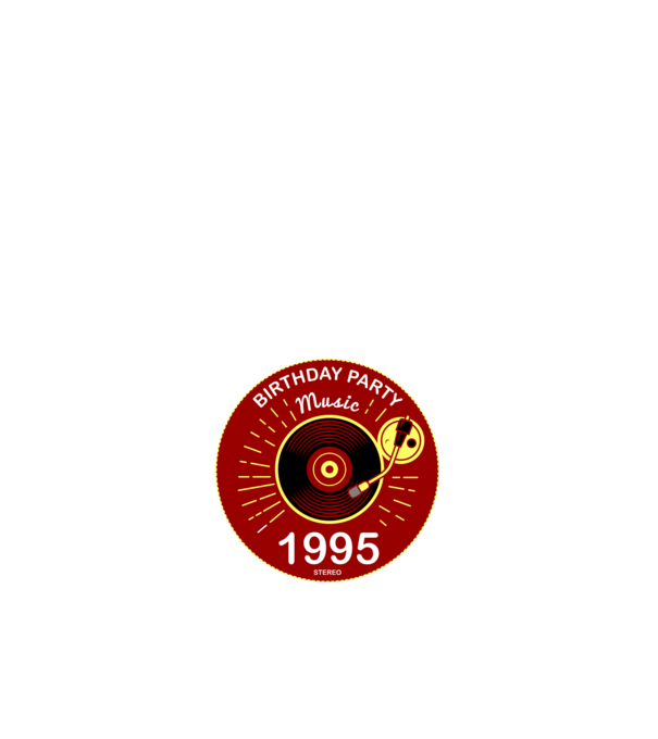 BIRTHDAY PARTY MUSIC, BAKELIT LEMEZJÁTSZÓ 1995 STEREO minta fehér pólón