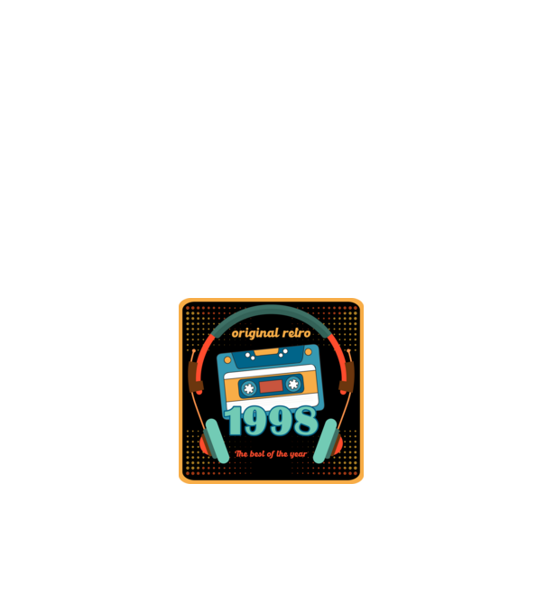 original retro audió kazetta, füles, régi magnókazetta évszámmal. 1998 minta fehér pólón