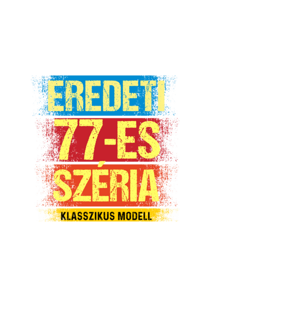 EREDEDI 77-ES SZÉRIA KLASSZKUS MODELL, RETRO SZÜLETÉSNAP minta fekete pólón