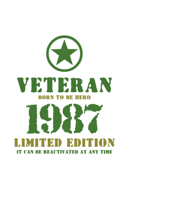 VETERAN, BORN TO BE HERO, SZÜLETÉSNAPI ÉVSZÁM FELIRATTAL 1987 minta világoskék pólón