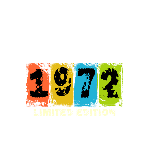 grunge évszám, limited edition felirattal, születésnapi dátum, 1972 minta fekete pólón